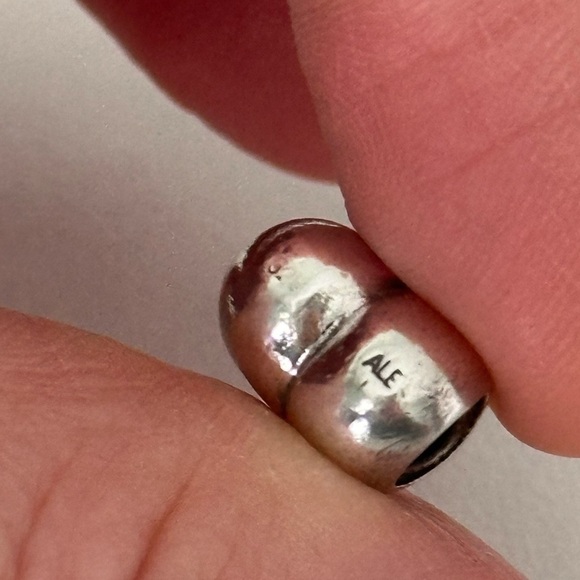 Pandora Sterling Silver Plain Shiny Puffy Heart Retired Bead Charm - Picture 6 of 6